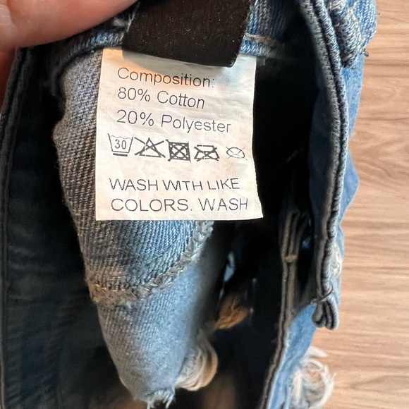 NWOT SHEIN High Waist Ripped Raw Hem Denim Shorts - Picture 7 of 8